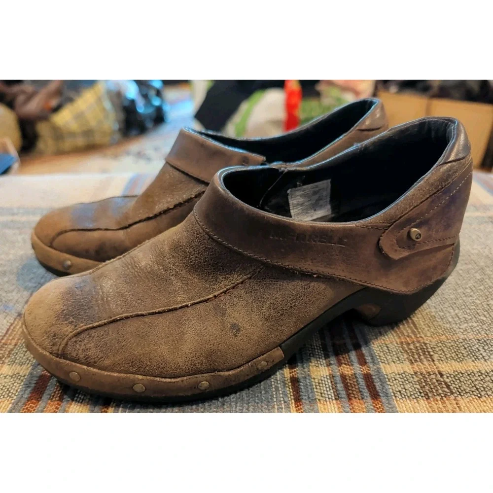Merrell Luxe Espresso Womens Slip On Clog Size 7 Brown Leather Shoes